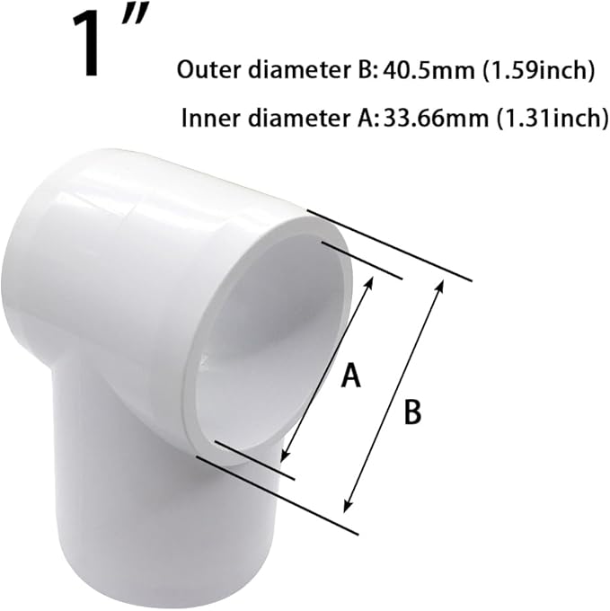 1“ Slip Tee PVC Fitting, Furniture Grade PVC DIY Connector for Building Furniture Greenhouse Shed Pipe Fittings Tent Connection (Pack of 8)