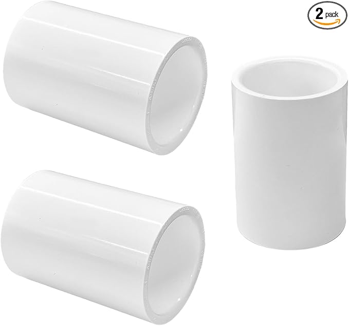 LESSO 3 Pack 1-1/2" PVC Pipe Coupling Adapter Pipe Fittings (S x S) Contractor Pack Schedule 40 Heavy Duty 1.5 Inch PVC Slip Socket Connectors for Water pipe Shelf Garden Support Structure, White
