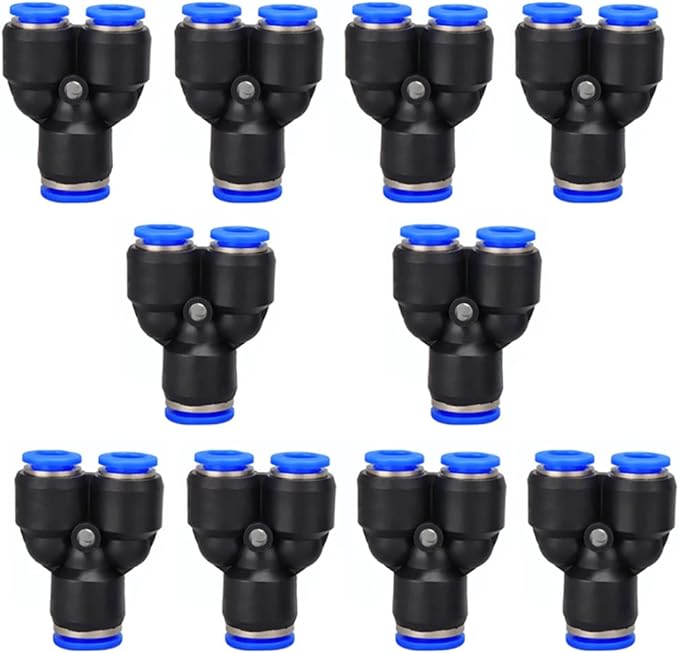 5/32" OD Push to Connect Y Spliter 3 Way Wye Quick Push Lock Adapter (Pack of 10)