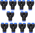 3/8" OD Push to Connect Y Spliter 3 Way Wye Quick Push Lock Adapter (Pack of 10)