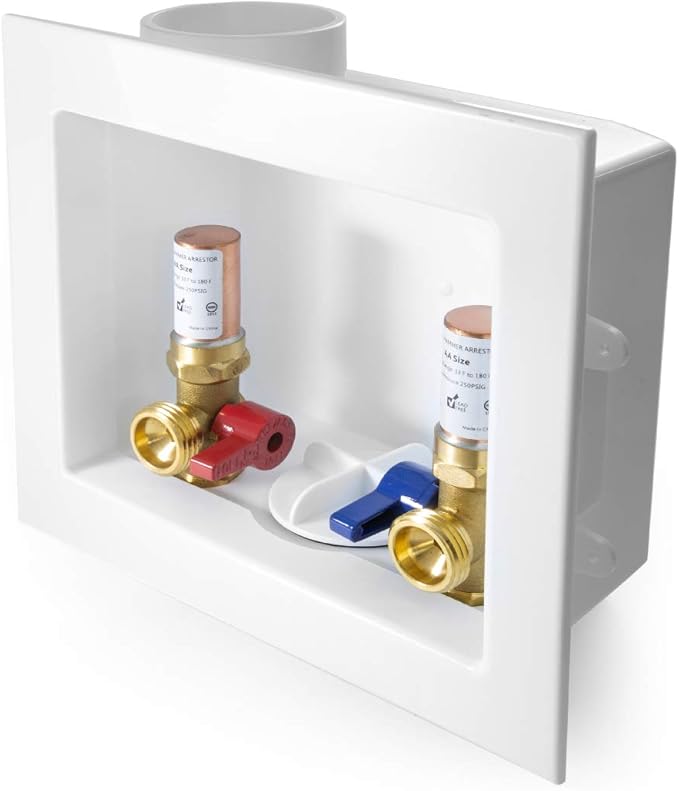 EFIELD Washing Machine Outlet Box,1/2-inch Crimp Pex Inlet, Center Drain with Water Hammer Arrestor,(WM012)