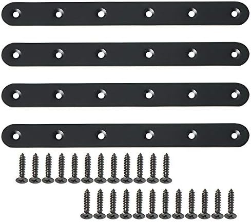 Alise Flat Bracket ,8 Inch Black Mending Plate Flat Brace for Wood Shelves