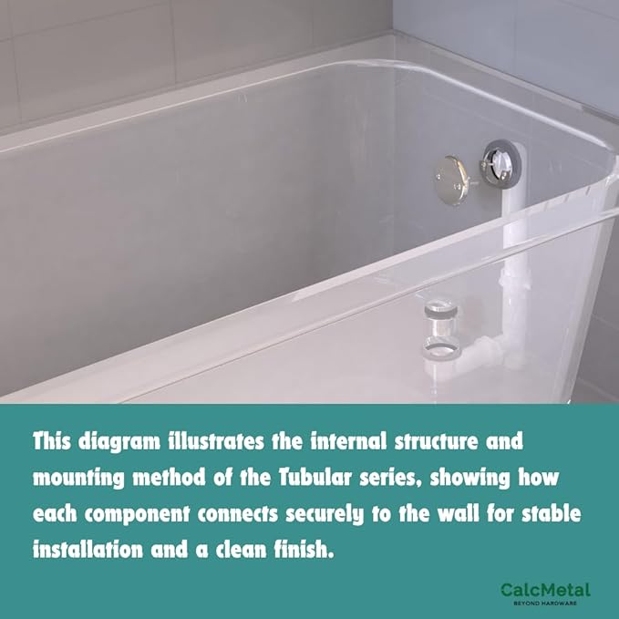 1-1/2"" White Tubular Bath Drain Kit with Tip-Toe Bath Drain Stopper, Touch-Toe Tub Drain, Tip Toe Bathtub Drain Waste and Overflow With Plug and Bathtub Overflow Drain Cover (Plated Chrome)