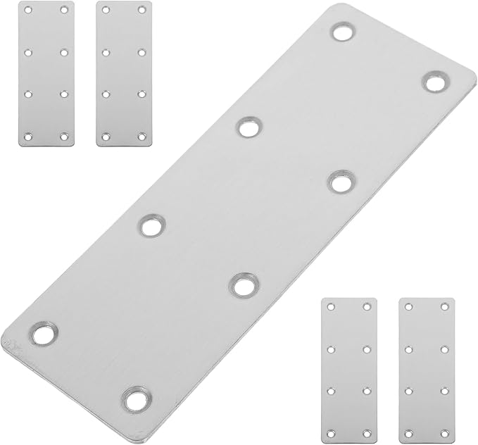 5pcs Stainless Steel Mending Plates with Screws Flat Straight Metal Brackets for Wood Furniture Repair Corner Brace for Cabinet Shelf Table and Chair Reinforcement