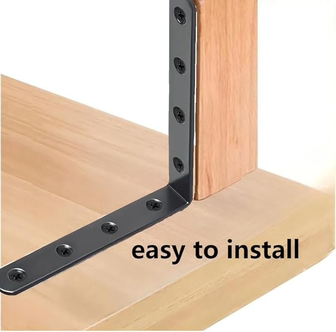 8Pcs Black L Brackets 5x5 Inch - Heavy Duty Corner Shelf Brackets for Wood Bookshelves, Steel Construction with Screws, Right Angle Brace Support