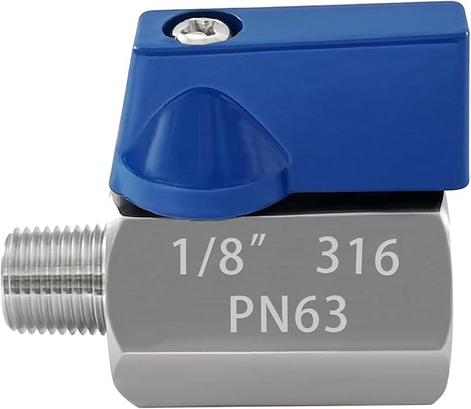 316 Stainless Steel Mini Ball Valve 1/8" NPT Female x Male Thread Shut Off Valve for Water,Oil and Gas 2pcs