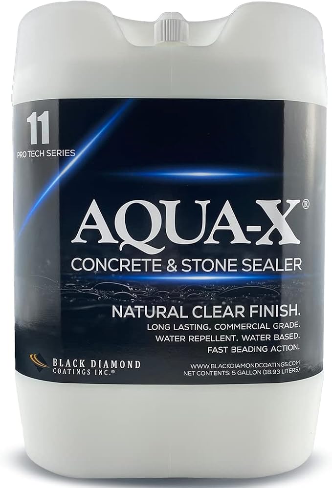 5 Gal. AQUA-X 11 Clear Penetrating Concrete Sealer & Stone | Natural Finish | Professional Grade | Indoor & Outdoor | Fast Dry and Long Lasting Protection