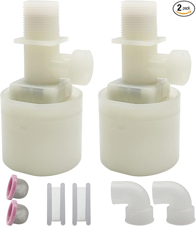 Water Float Valve, Water Level Control Water Tank Traditional Float Valve Upgrade 2 PCS(1", up inlet)