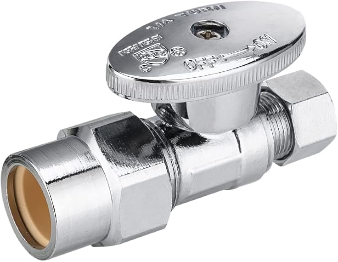 (Pack of 5) EFIELD 1/4 Turn Straight Stop Valve 3/8" OD Compression X 1/2" CPVC Pipe Connection, Chrome Plated Brass,(VALVE073-5PCS)