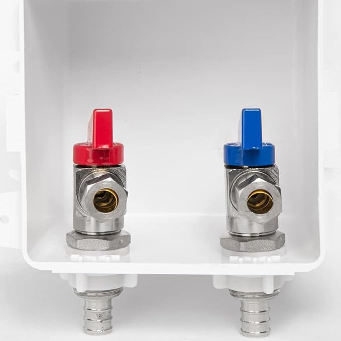 EFIELD Pex Pre-assembled Faucet Outlet Box, 1/2-Inch Barb Crimp Pex Inlet with Installed 1/4-Turn Ball Valve For Hot & Cold Water Supply, Chrome Plate,(FC003)