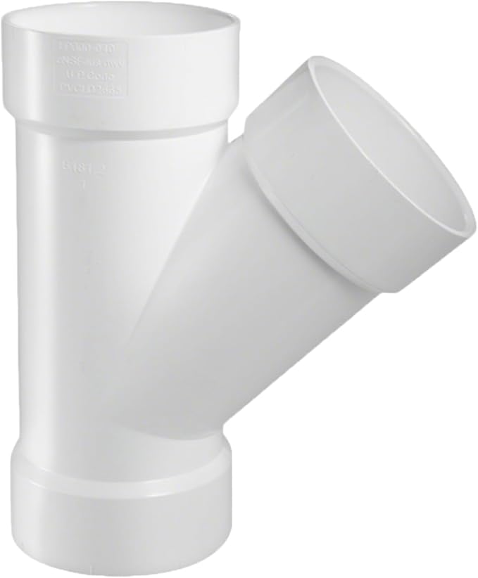 LESSO 2" PVC Pipe Fitting, Deep WYE DWV, 2 inch PVC DWV Fitting High Flow Capacity White for Plumbing and Pool Systems, SCH40 (1 Unit Piece)