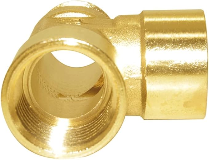 Joywayus Brass Pipe Fitting Barstock Tee 3 Way NPT 1/2" Female x 1/2" Female x 1/2" Male Hose Fitting (Pack of 2)