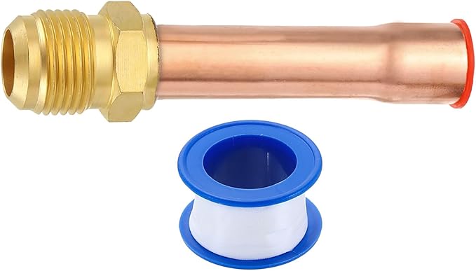 uxcell Brass Pipe Fitting, 5/8 SAE Male Thread x 5/8" OD Flare Connector with Copper Tube for HVAC System Air Conditioner Refrigeration
