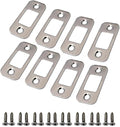 QCAA Solid Brass Deadbolt Strike Plate, Door Backplate, Round Corner, 1" x2-1/4", Brush Nickel, 8 Pack, Made in Taiwan