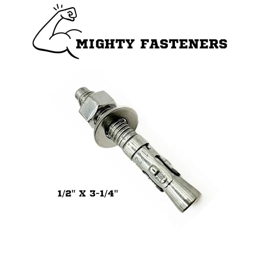 Wedge Anchors – Heavy-Duty 304 Stainless Steel Expansion Bolts for Concrete & Masonry, Rust-Resistant & Durable - 1/2" X 3-1/4" - 5 Pack