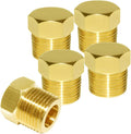 Joywayus 3/8" NPT Male Pipe Plug Outer Hex Thread Socket Plug Brass Fitting (Pack of 5)
