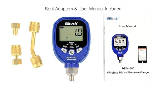 Elitech PGW-500 Wireless Digital Pressure Gauge HVAC IP65 Waterproof -14.5~500 PSI 1/8'' NPT