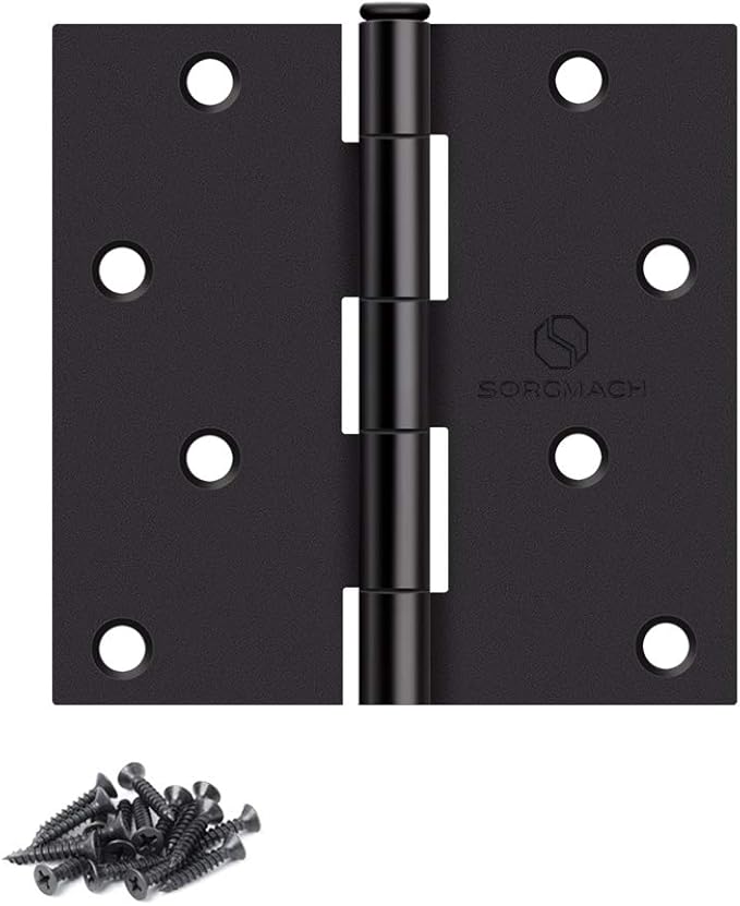 Door Hinges Oil Rubbed Bronze Hardware Hinges 4 Inch Square Black Interior Hinges for Doors 12 Pack