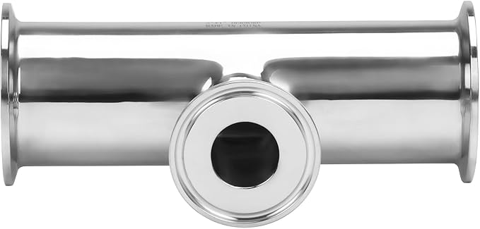 DERNORD Reducing Clamp Tee 3 Way Stainless Steel 304 Sanitary Fitting (Pipe OD: 2 inch x 2 inch x 1 inch)