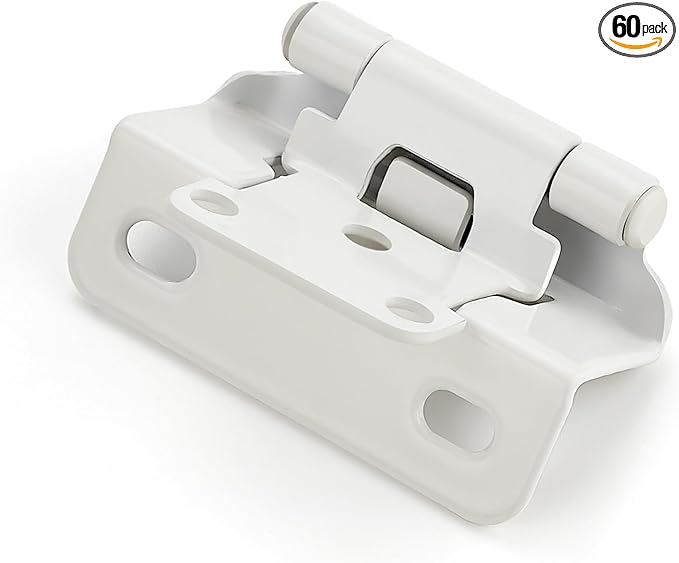 Ravinte 60 Pack 30 Pairs Semi-Overlay 1/2 inch Self-Closing Face Frame Cabinet Hinges White Half Wrap-Around Kitchen Cabinet Door Hinges Face Mount Cabinet Hardware