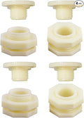 1/2 Female ABS Bulkhead Fitting, Plastic Water Tank Connector Adapter Fitting with Plugs for Outdoor rain Barrel Garden Hose Adapter Spigot kit Water Tank Gallon Drain Bucket(Set of 4)