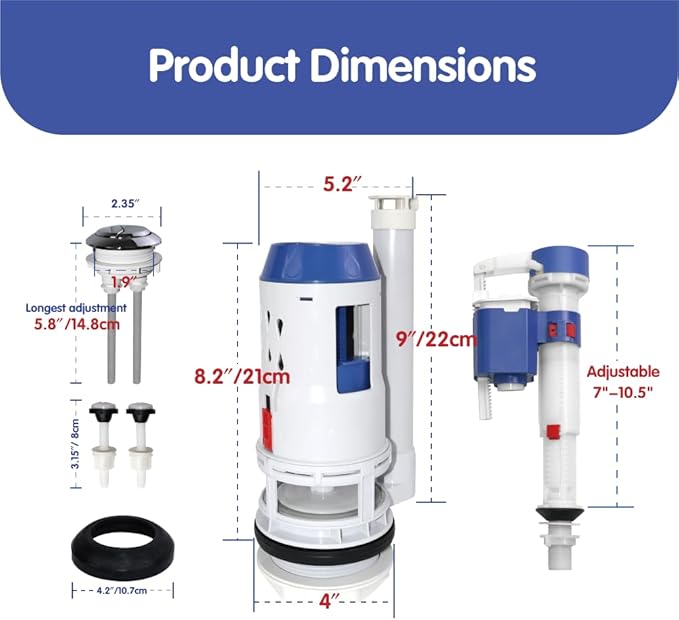 3-Inch Dual Flush Valve Replacement Kit - Easy Installation & Leak-Free Seal for Most 2-Piece Toilets