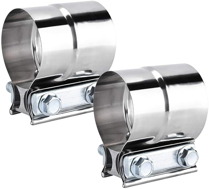 3.0 Inch Exhaust Clamps,DecoHongDi Lap Joint Exhaust Band Muffler Pipe Repair 304 Stainless Steel 2 Packs