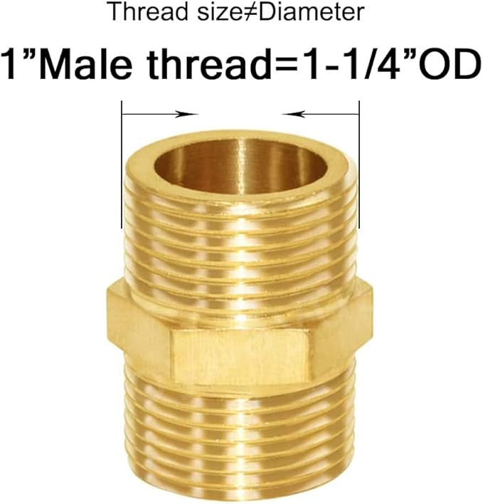 Joywayus 1" Male NPT Threaded Brass Pipe Fittings Nipple Fuel/Air/Water/Boat/Gas/Oil (Pack of 2)