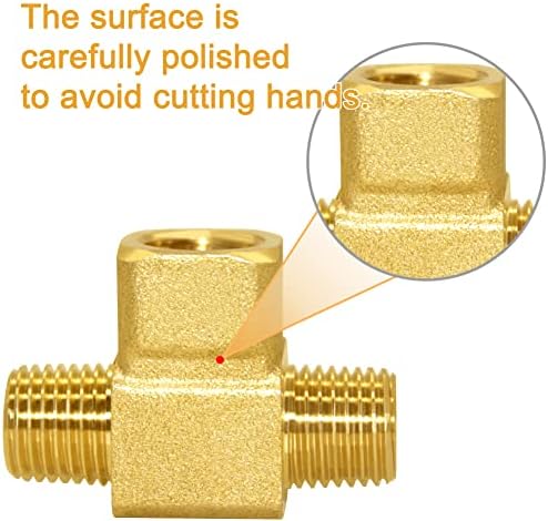Joywayus Brass Tee Pipe Fitting 1/4" NPT Male-Female-Male 3-way Adapter