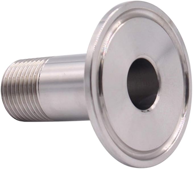 DERNORD 2 Pack Sanitary Male Threaded Pipe Fitting to TRI CLAMP with 2 Silicone Gaskets(OD 50.5mm Ferrule) (Pipe Size: 1/2" NPT)