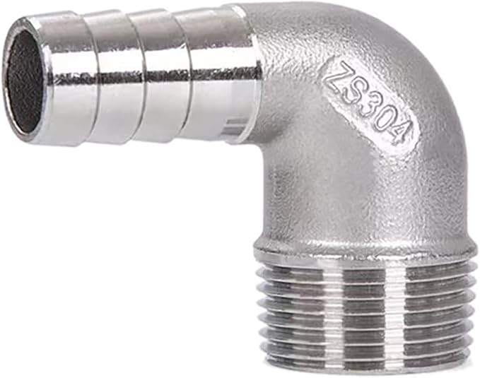 Stainless Steel Elbow 1/2" Hose Barb x1/2" NPT Male 90 Degree Home Brew Pipe Fitting