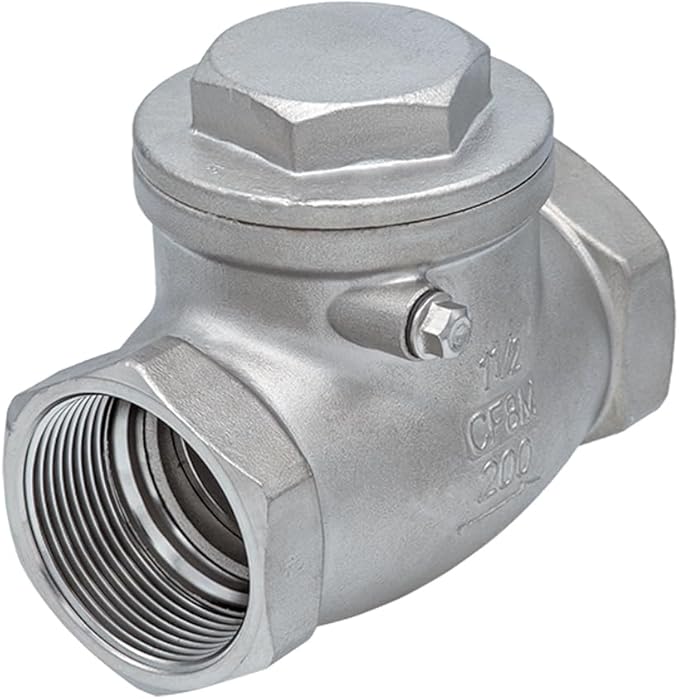 UNOX Stainless Steel Swing 2 inch Check Valve – SS304 CF8 Non-Return Valve for Water & Air Compressor Systems, Up to 200 PSI, Premium Threaded Construction – Prevents Backflow