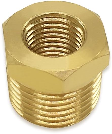 Hooshing 3PCS Brass Reducing Hex Bushing 3/8" NPT Male x 1/4" NPT Female Thread Reducer Pipe Fitting
