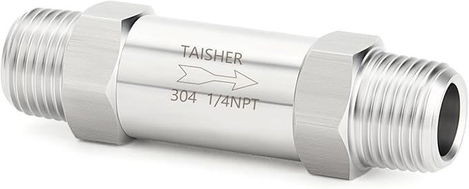 TAISHER 1PCS 304 Stainless Steel 1/4" NPT Male Check Valve,Backflow Prevention,One Way Non-Return Check Valves