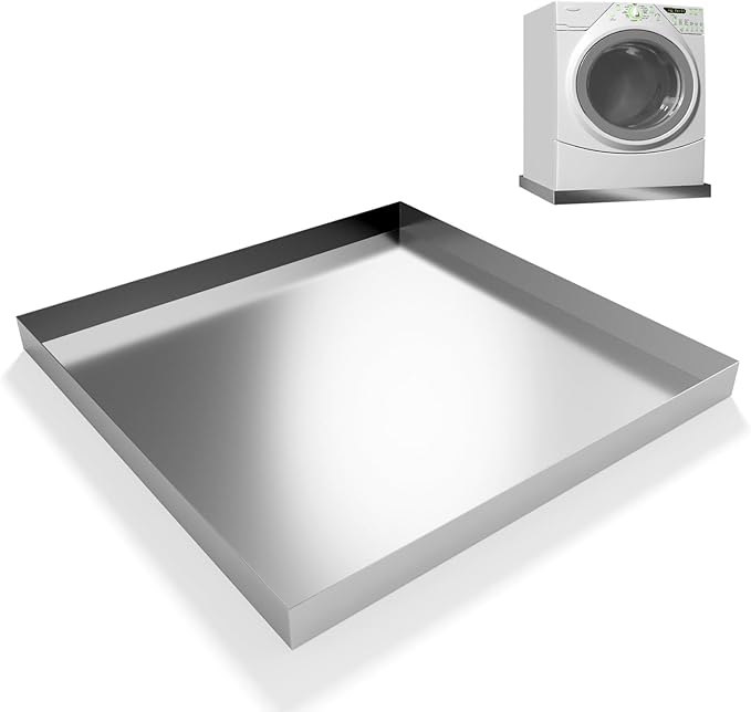 Washing Machine Pan-32" x 32" x 2.5" Heavy Duty 304 Stainless Steel Washing Machine Tray, Washer Pan, Washing Drain Pan, Protecting The Floor, Wood Deck, No Hole