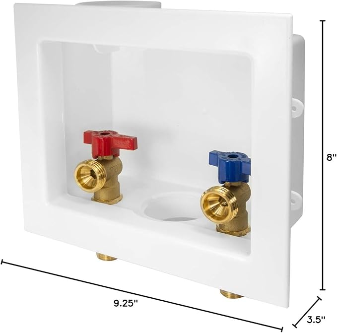 EFIELD Washing Machine Outlet Box with Center Drain, 1/2 inch x 3/4 inch MHT (1/2"-Inch Sweat Connection MIP), White,(WM001)