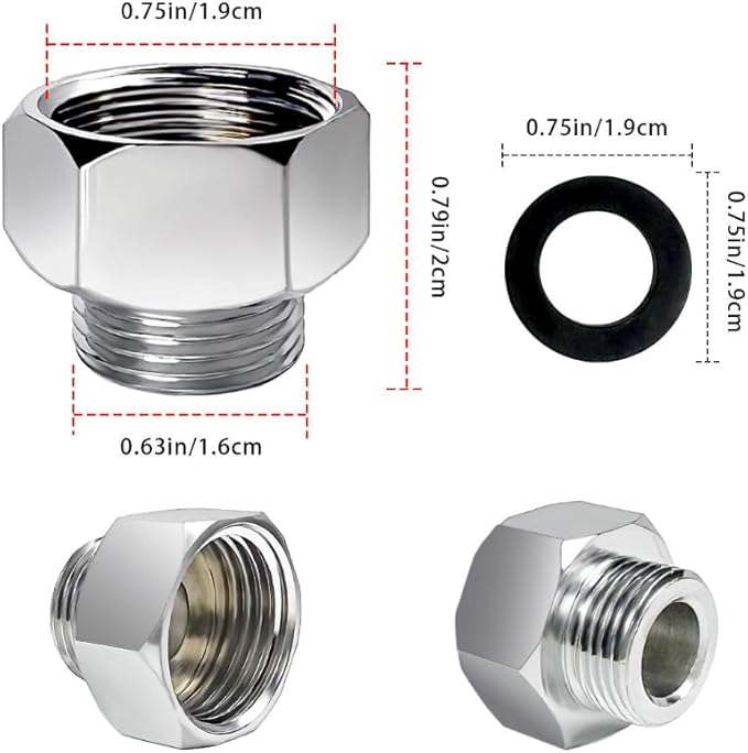 4 PCS Water Line Adapter, Pipe Fittings in 1/2" Female to 3/8" Male Reducer Adapter, Faucet Supply Hose Adapter, Compression Fitting for Kitchen Bathroom Faucet, Pipe Connector with Rubber Washer