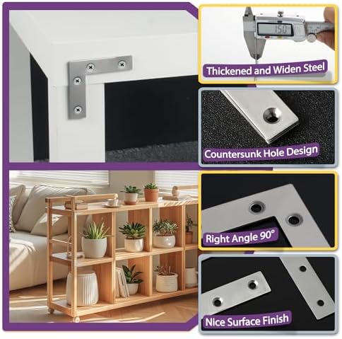 Alise 6x6 Inch L Flat Brackets for Wood,Corner Bracket Mending Plate,8Pack