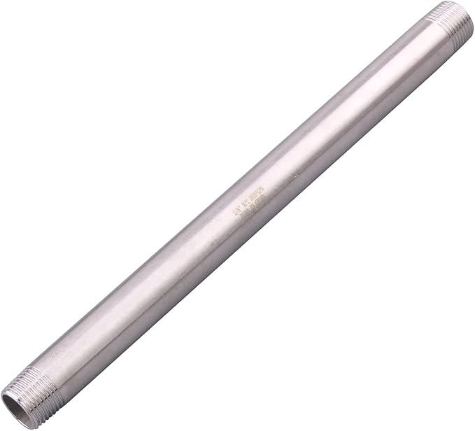 3/8" X 3/8" NPT Male Nipple Stainless Steel 304 Cast Pipe Coupling Fitting 8" Length (pack of 2)