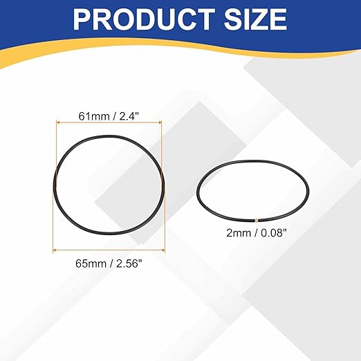 HARFINGTON 10pcs Nitrile Rubber O-Rings 65mm OD 61mm ID 2mm Width Metric Buna-N NBR Sealing Gasket Plumbing Sealing Repair O Rings for Car Auto Vehicle Repair Faucet Air Gas