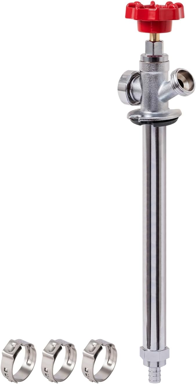 SUNGATOR 12 Inch Frost Free Sillcock, Anti-Siphon Outdoor Hose Valve, 1/2" PEX x 3/4" GHT Hose Bibb, No Lead Brass Garden Faucet/Spigot, Frost Proof Outdoor Water Faucet for PEX Pipe