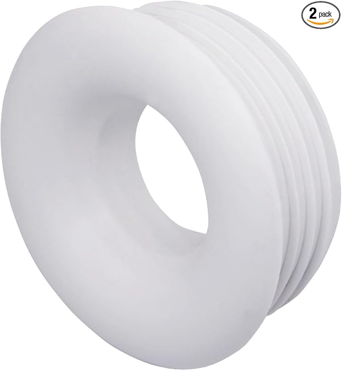 (Pack of 2) White Rubber Sleeve for Drain Pipe, 1.57" x 0.98" (50 x 25 mm) Pipe Connector, Adaptor, and Reducer