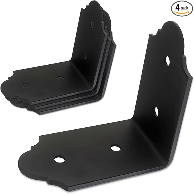 4Packs 90 Degree Angle Bracket Large L Brackets , 6" Heavy Duty Connector Brace, Building Products Decorative Knee Braces Angle Brackets for Wood DIY L Shelf Braces
