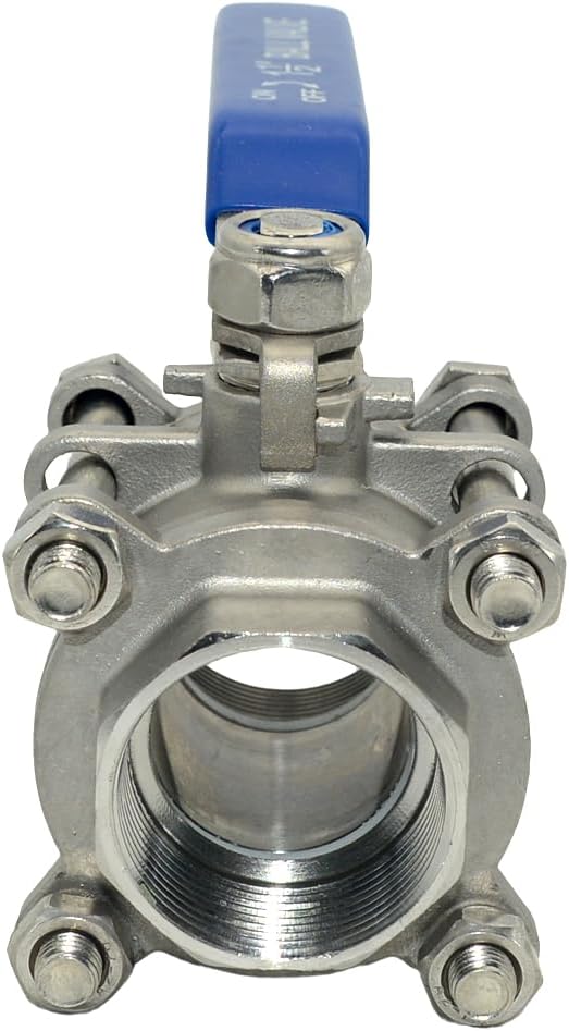 Ball Valve NPT Thread - Stainless Steel 304 Female 3-Piece Full Port(1-1/2'')