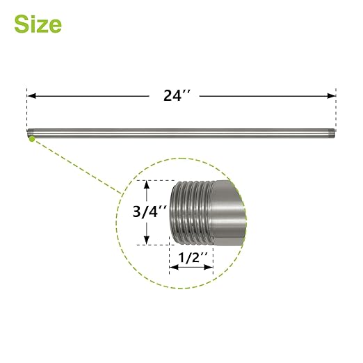 Naiture Brass Heavy Duty 1/2 NPT Connection Threaded Pipe Fitting Nipple, 24" Long, Brushed Nickel Finish