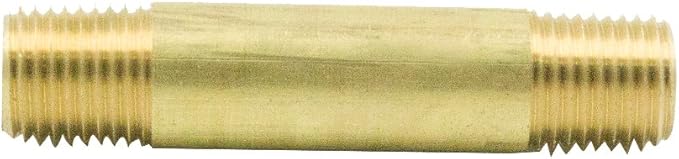 Legines Brass Pipe Fitting Long Nipple 1/2" NPT Male x 1/2" NPT Male, 3" Length (Pack of 2)