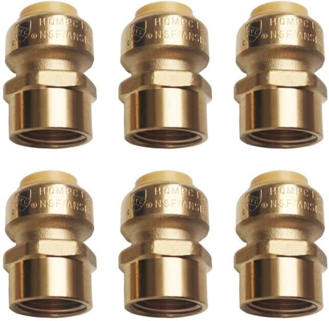 HQMPC Pex Fitting 3/4" Female Npt x 3/4" Push Fitting Straight Coupling Push Fit PEX Fittings Female, Push-to-Connect Copper, CPVC, No Pb Brass Plumbing Fittings (6PCS, 3/4")