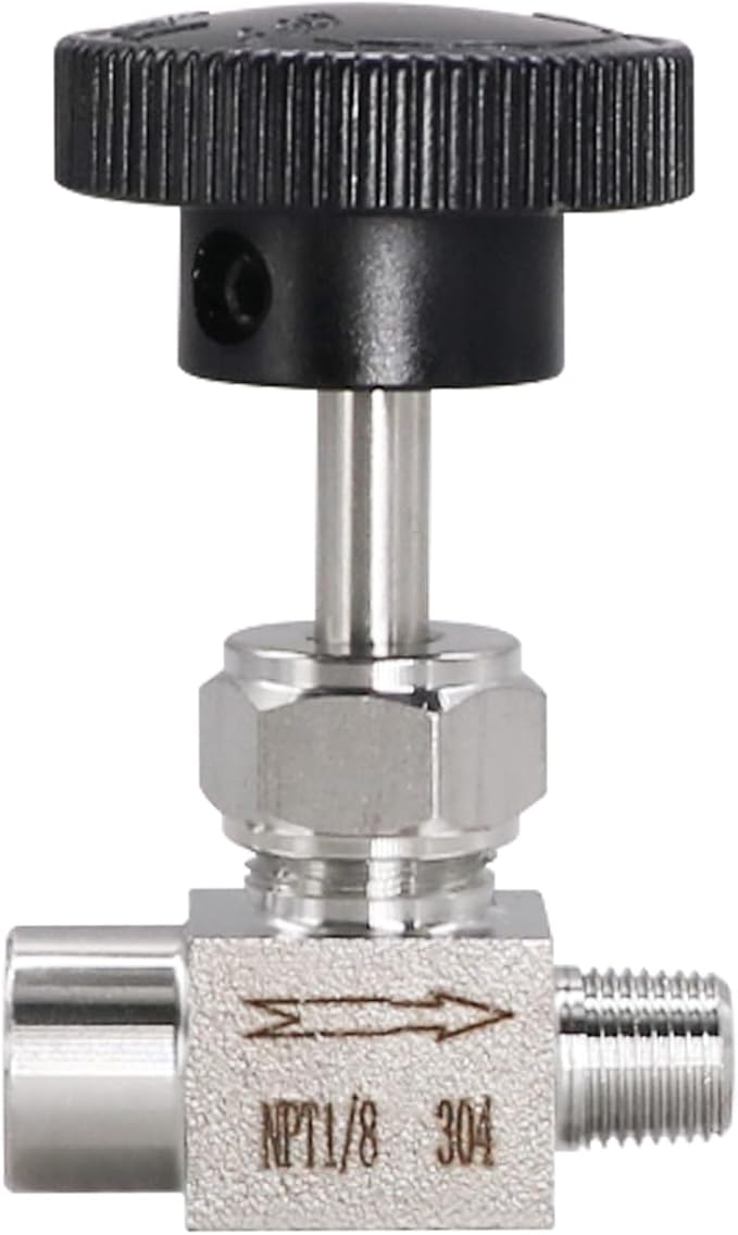Stainless Steel 304 NPT 1/8 Female to Male Needle Valve for Flow Control in Gas Oil Water Systems, 1PC