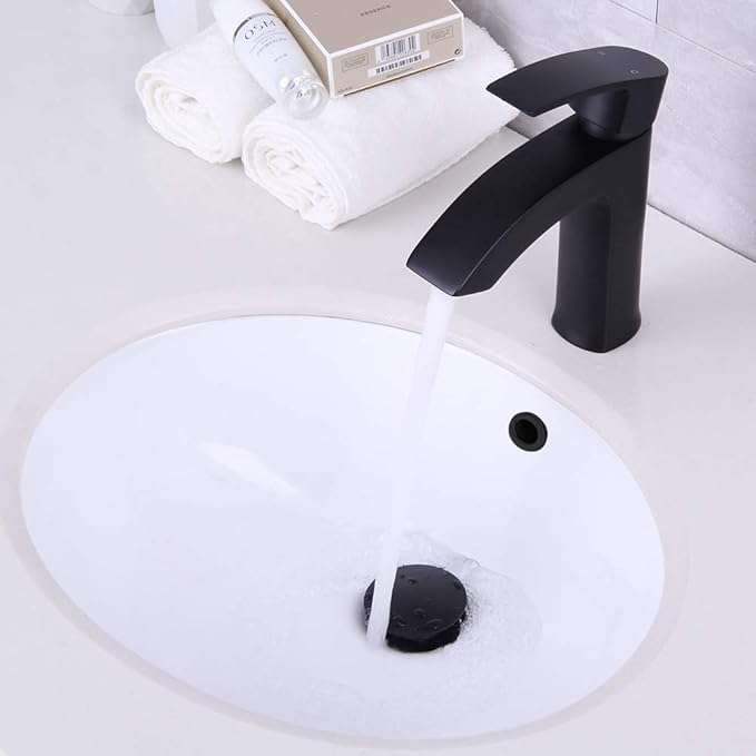 Bathroom Sink Drain with Overflow Vessel Sink Stopper Pop Up Drain Assembly Matt Black D500031B