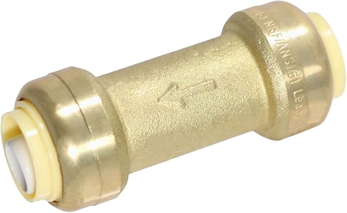 1 Piece XFITTING 1/2" x 1/2" Push Fit Check Valve, Certified to NSF ANSI 61, Brass, Plumbing Fitting for Copper, Pex, CPVC